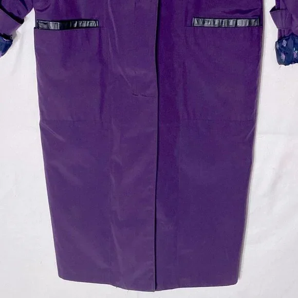 Vintage Long Purple Coat W Quilted Lining L Cottagecore Grannycore Grandmacore - Picture 5 of 14